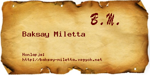 Baksay Miletta névjegykártya
